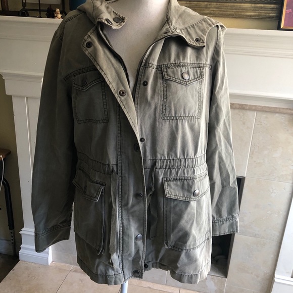 bp Jackets & Coats Bp Army Green Utilitycargo Hooded Anorak Poshmark